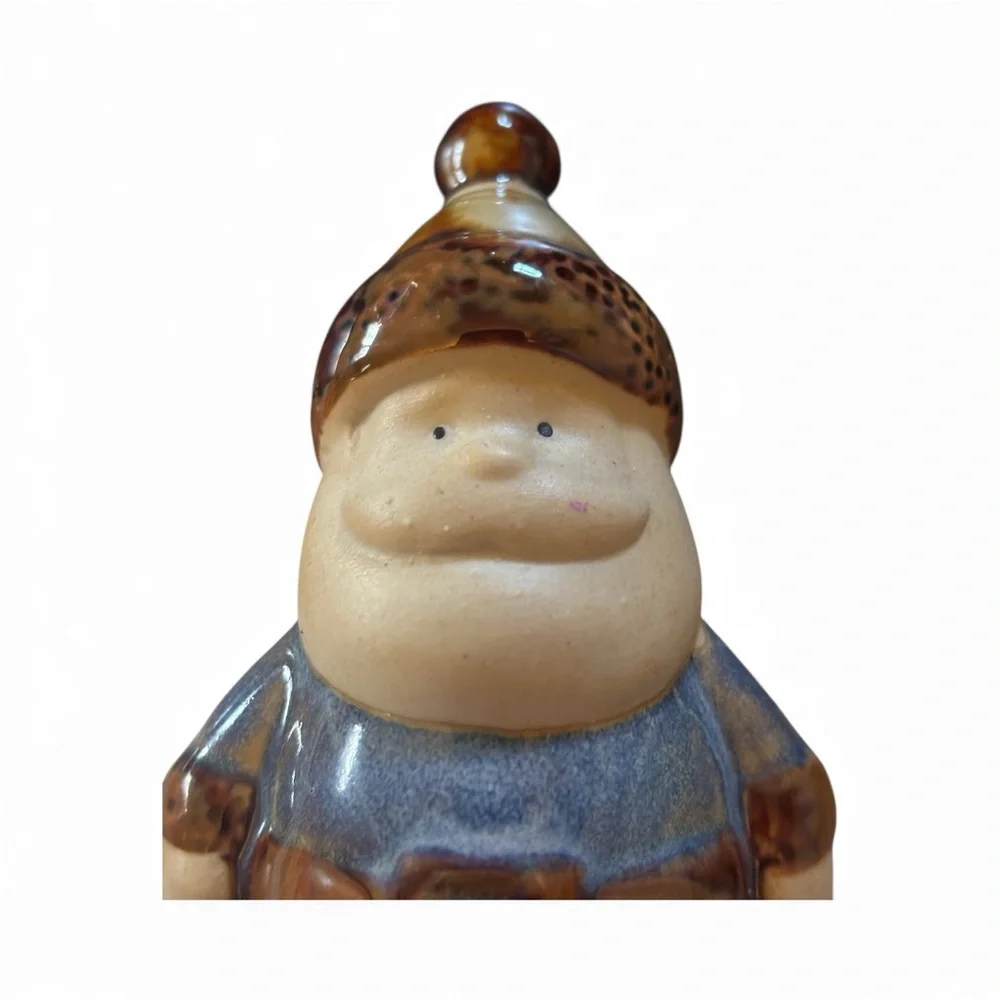 Ceramic Vintage  Glazed Stoneware Santa Figurine 3 X 5 inches